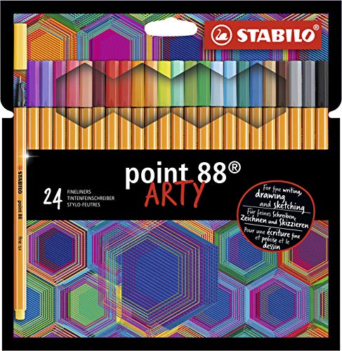 Caneta Ponta Fina – STABILO point 88 ARTY – Estojo com 24 unidades – Em 24 cores