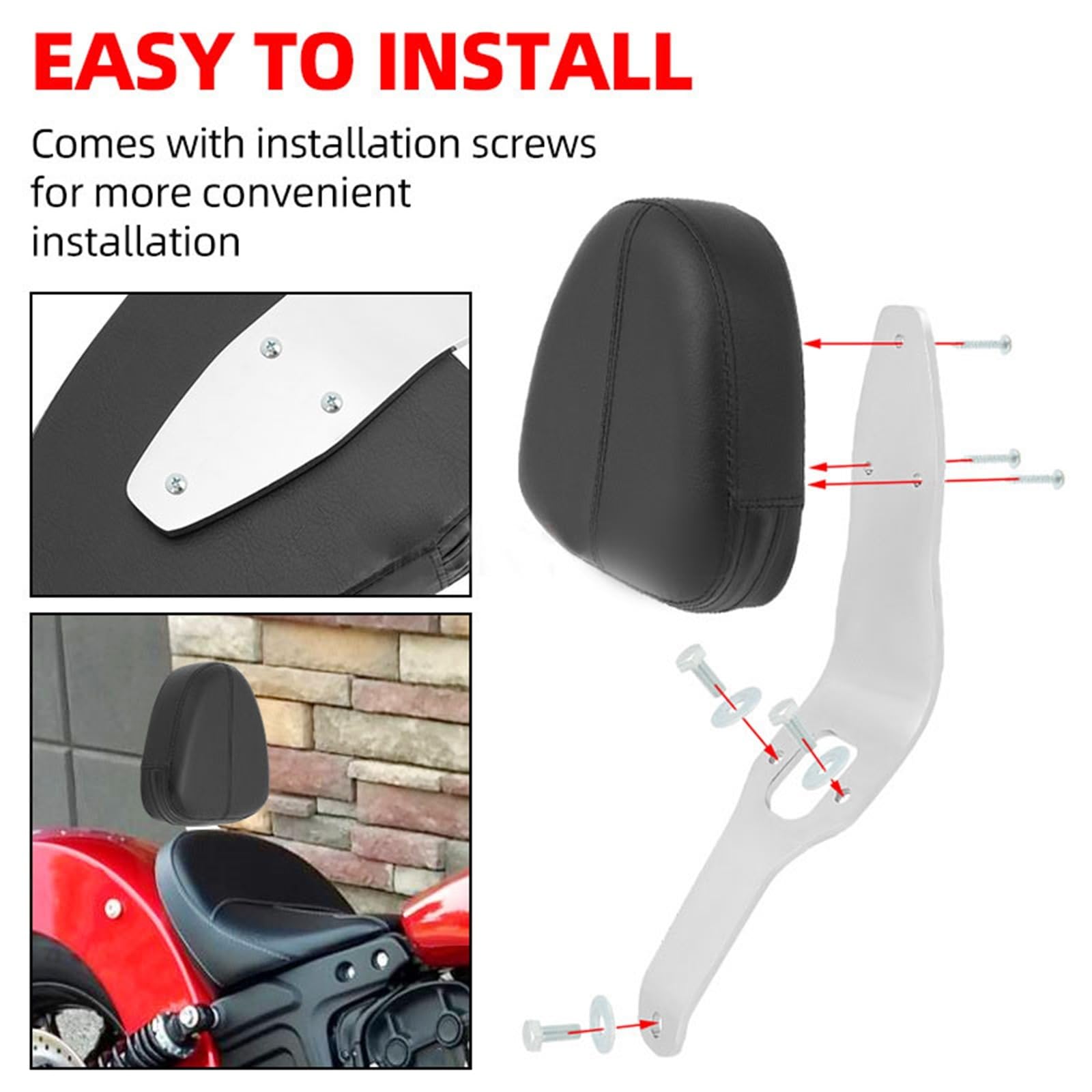 Dossier De Pilote Moto Coussin Siège Conducteur Noir Accessoires pour Indian Scout 2015-2023 2016 2017 2018 2019 2020 2021 2022