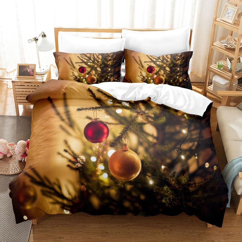 Housse de couette 90x190 microfibre : le linge de lit enfant beige anti-plis pour Noël sans repassage