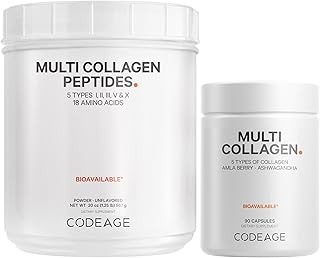 Codeage Multi Collagen Protein Capsules & Multi Collagen Protein Powder Bundle | Multi Collagen Pills, Collagen Types I, I...