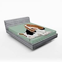 Vista 60 de Ambesonne Sábana bajera tropical, hojas de palmera diversificadas con filodendro de hojas divididas, funda de cama con bolsillo profundo elástico