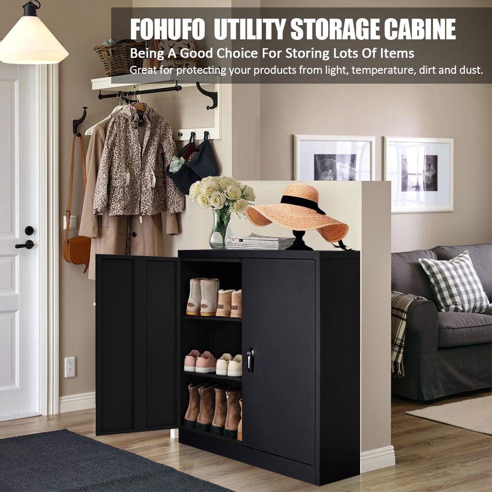 Metal Storage Fohufo Lockable Steel Storage with Doors