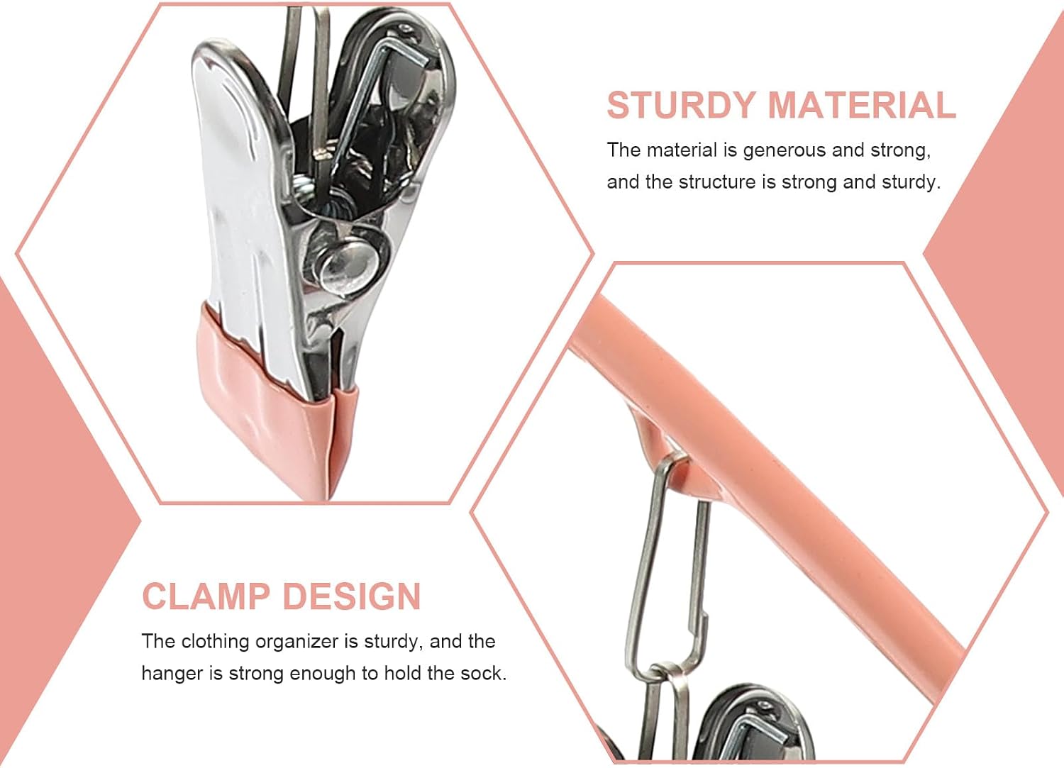 Cabilock Stainless Steel Sock Drying Hanger with 10 Pink Clips