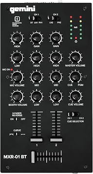 Gemini MXR-01BT Compact 2-Channel DJ Mixer with Bluetooth