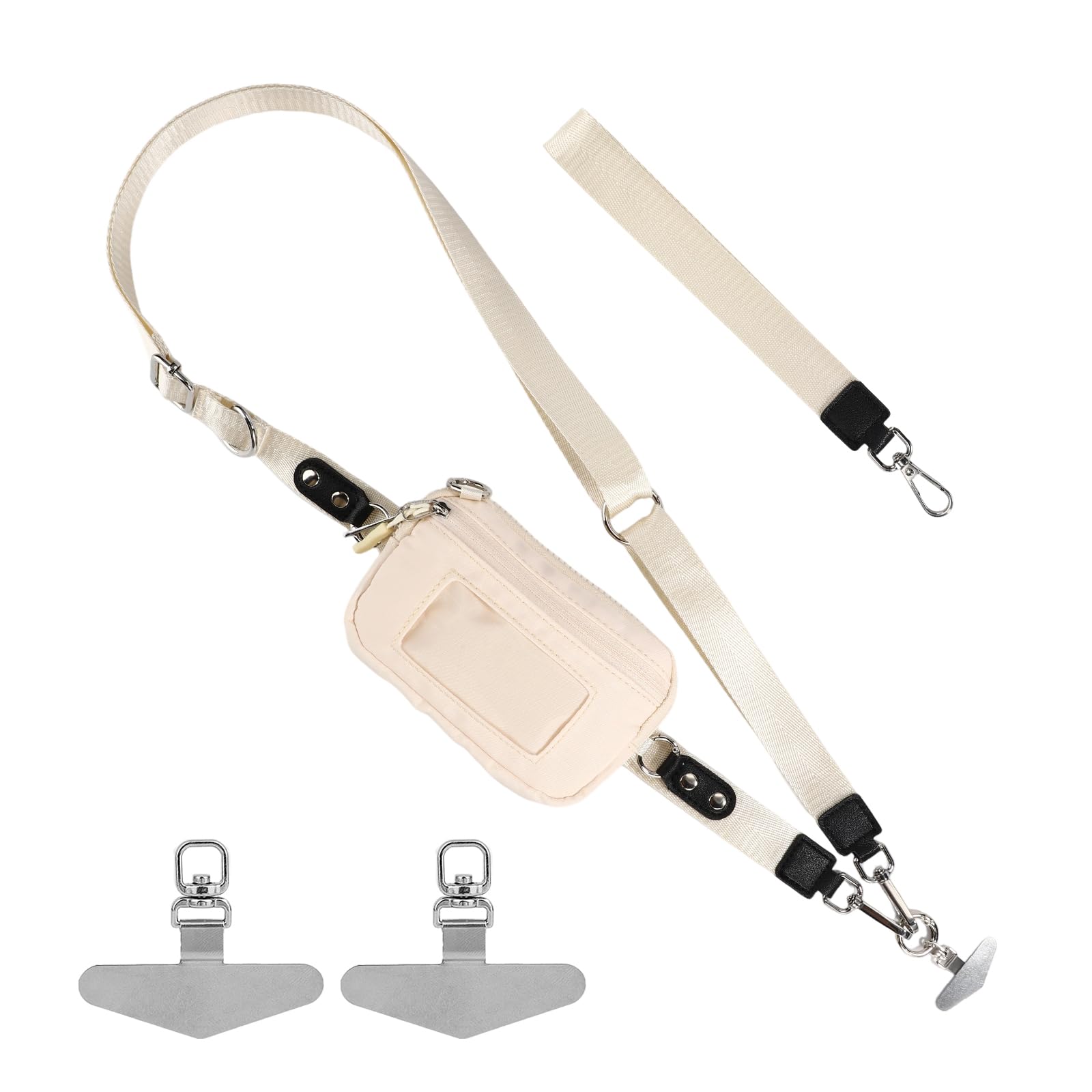 BOXOB Cordino per telefono con clip, cordino regolabile per telefono di 2 lunghezze, pratico portafoglio e custodia per cellulare, cordino con clip, mani libere, per lo shopping