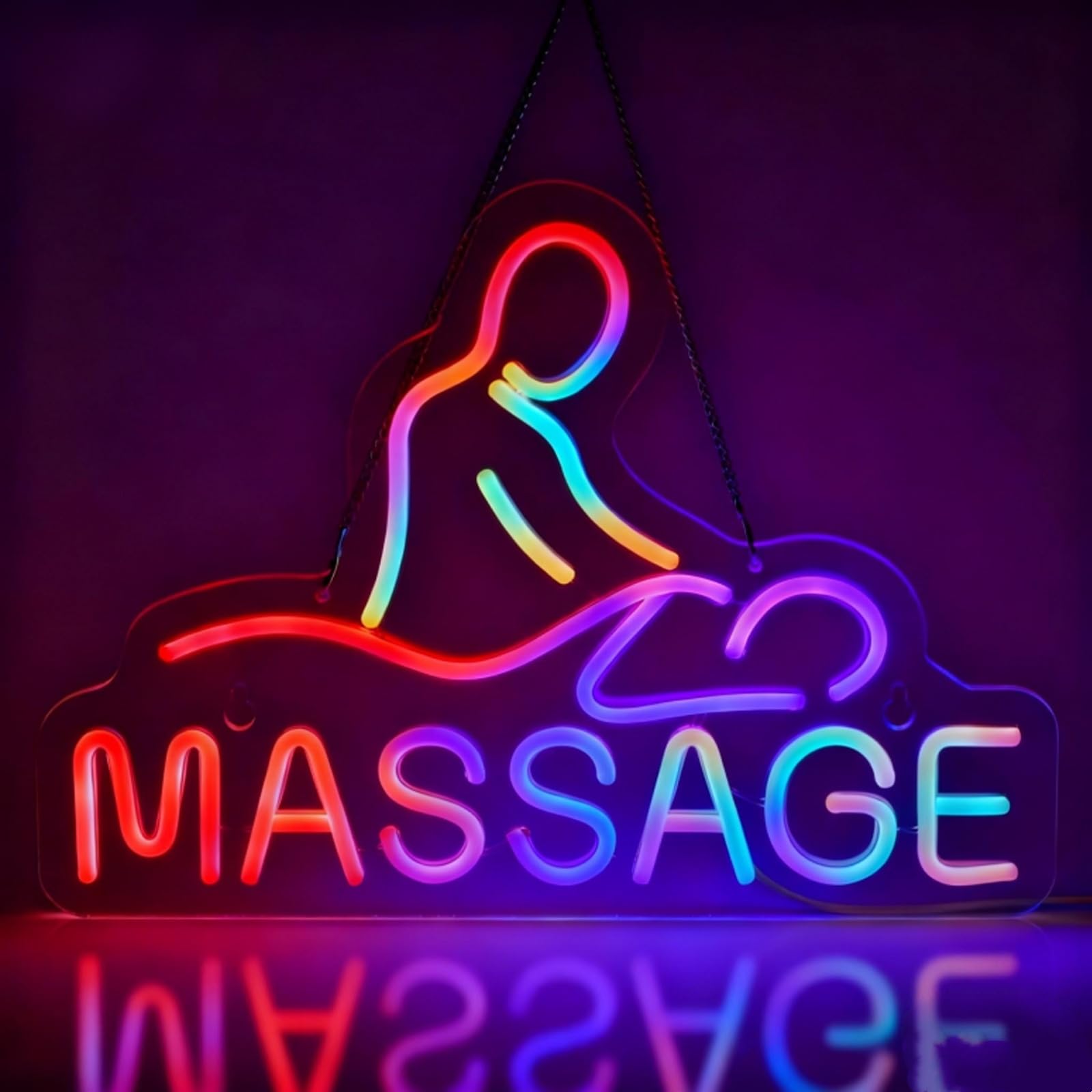 Massage Multi Color RGB Neon Sign Powered by USB Color Changing & Scrolling and Flashing Modes Remote Control for Home Decor Wedding Parties Gatherings