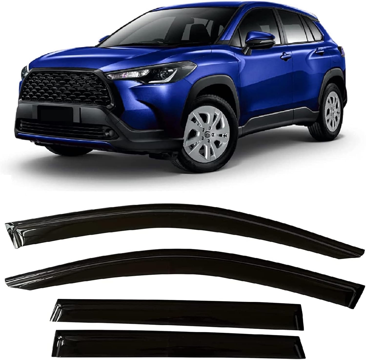 ZZDSNJ Tape-On Rain Guard 4-Piece for 2022 Toyota Corolla Cross L LE XLE Windows Visor Shield Shade Smoke