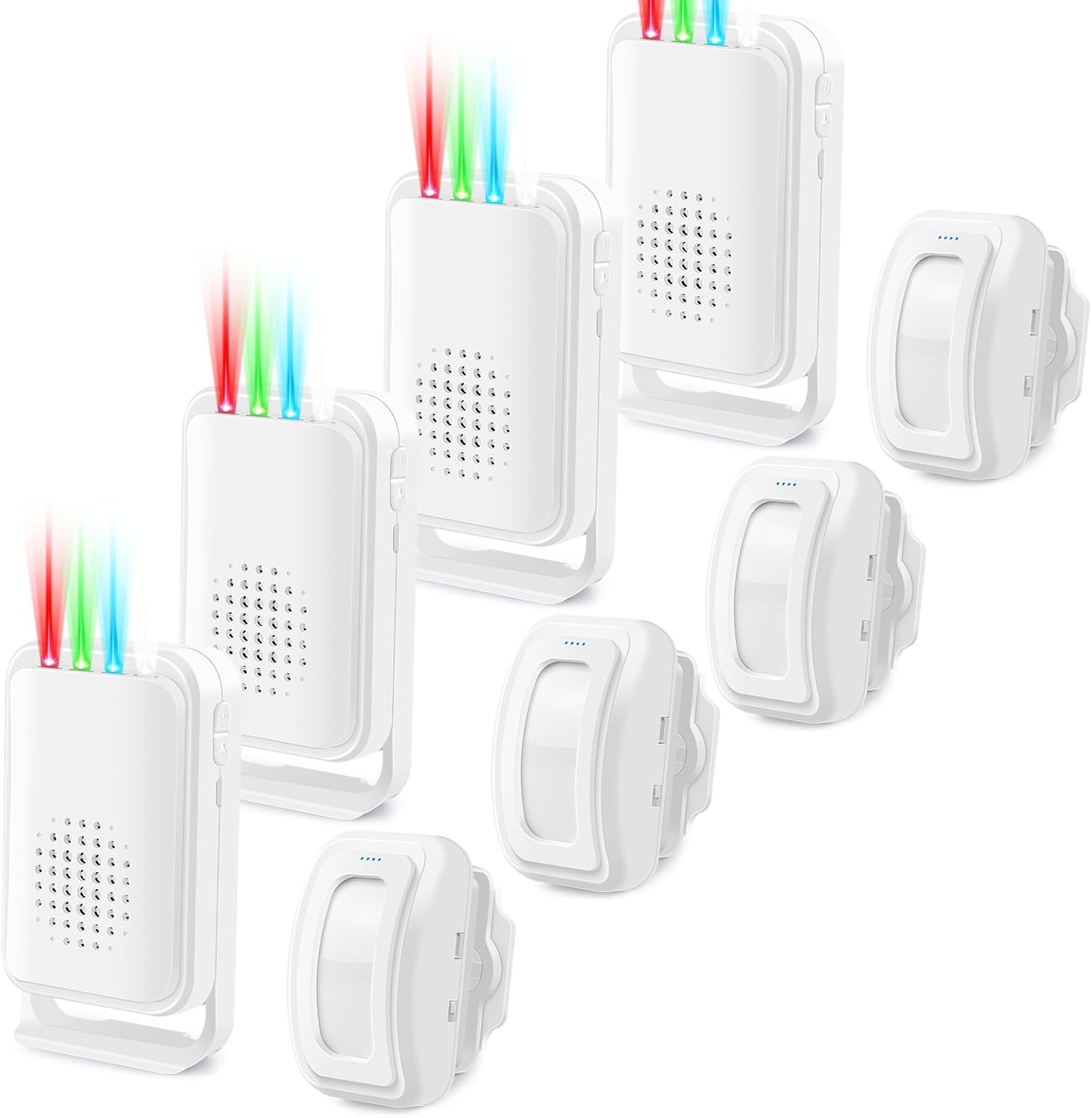 GREENCYCLE 4PK Motion Sensor Door Bells Chime, Retail Store Welcome Buzzer, Entry Alert Chime for Business, Caregiver Reminder Elderly Toddler Safety Monitor, 900FT Range Battery or USB Powered