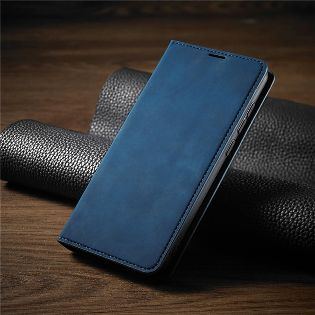 Coque portefeuille iPhone 13 bleue antichoc avec rangement de carte intégré