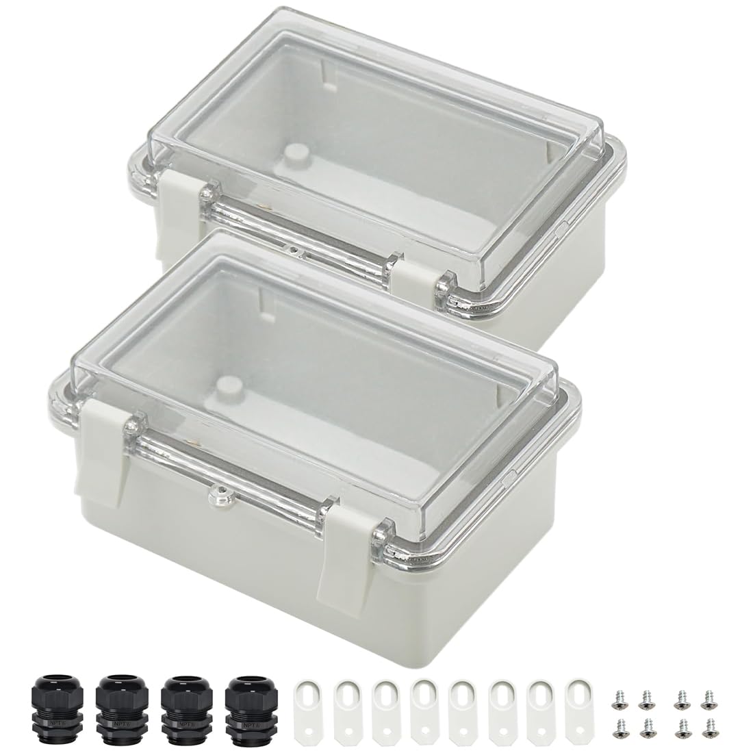Zulkit Junction Box ABS Plastic Dustproof Waterproof IP65 Electrical Boxes Hinged Shell Outdoor Universal Project Enclosure Clear Cover with 2 Cable Glands 7.9 x 3.9 x 2.8 inch (200x100x70mm) — Amazon image 19
