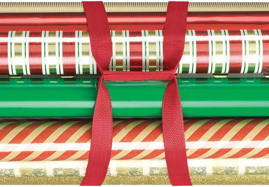 Whitmor Gift Wrap Storage Organizer with Handles & Zipper, 41", Clear/Red