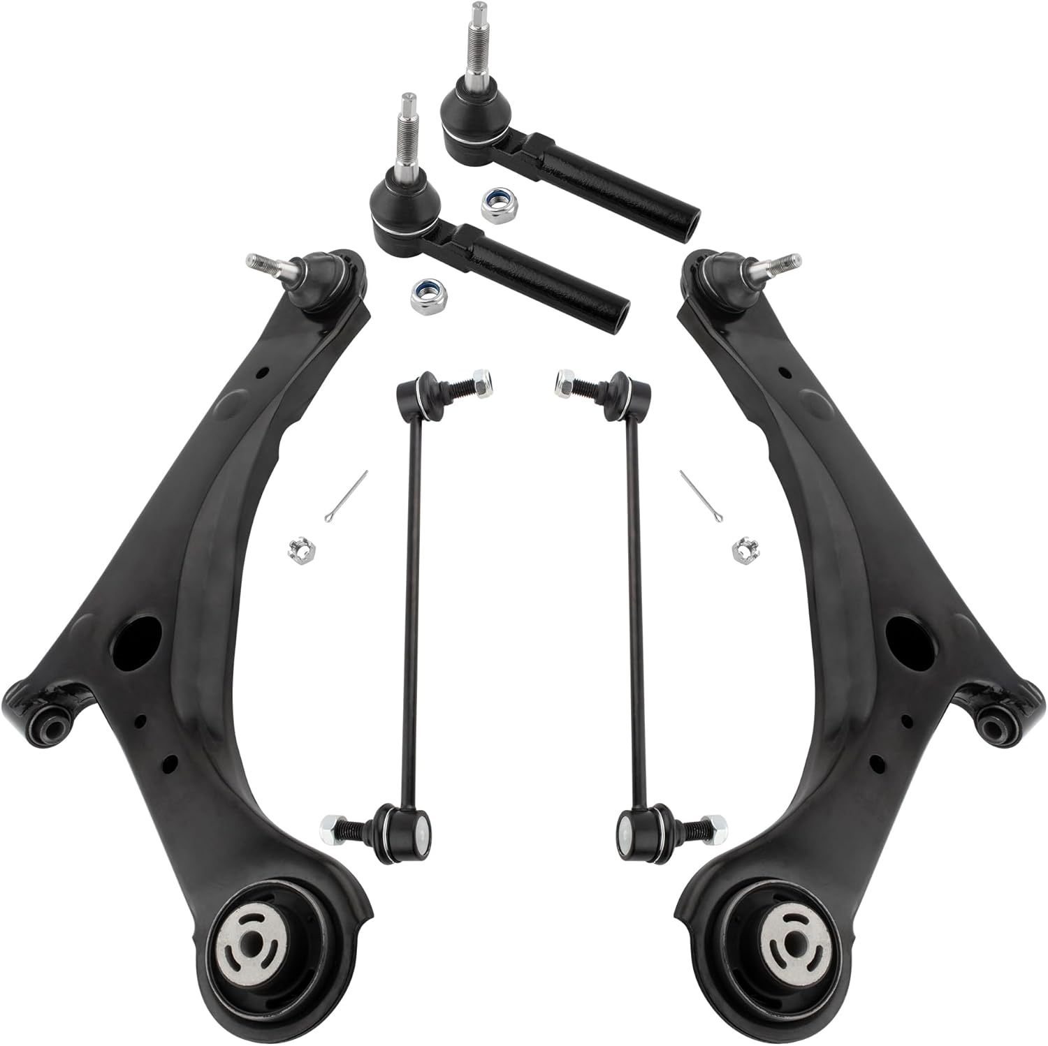 6Pcs Front Lower Control Arm Ball Joints Tie Rod Sway Link Fit For Chrysler Town & Country For Dodge Grand Caravan For Ram C/V For Volkswagen Routan Replace# MS251001 MS251002 K7258 ES800403