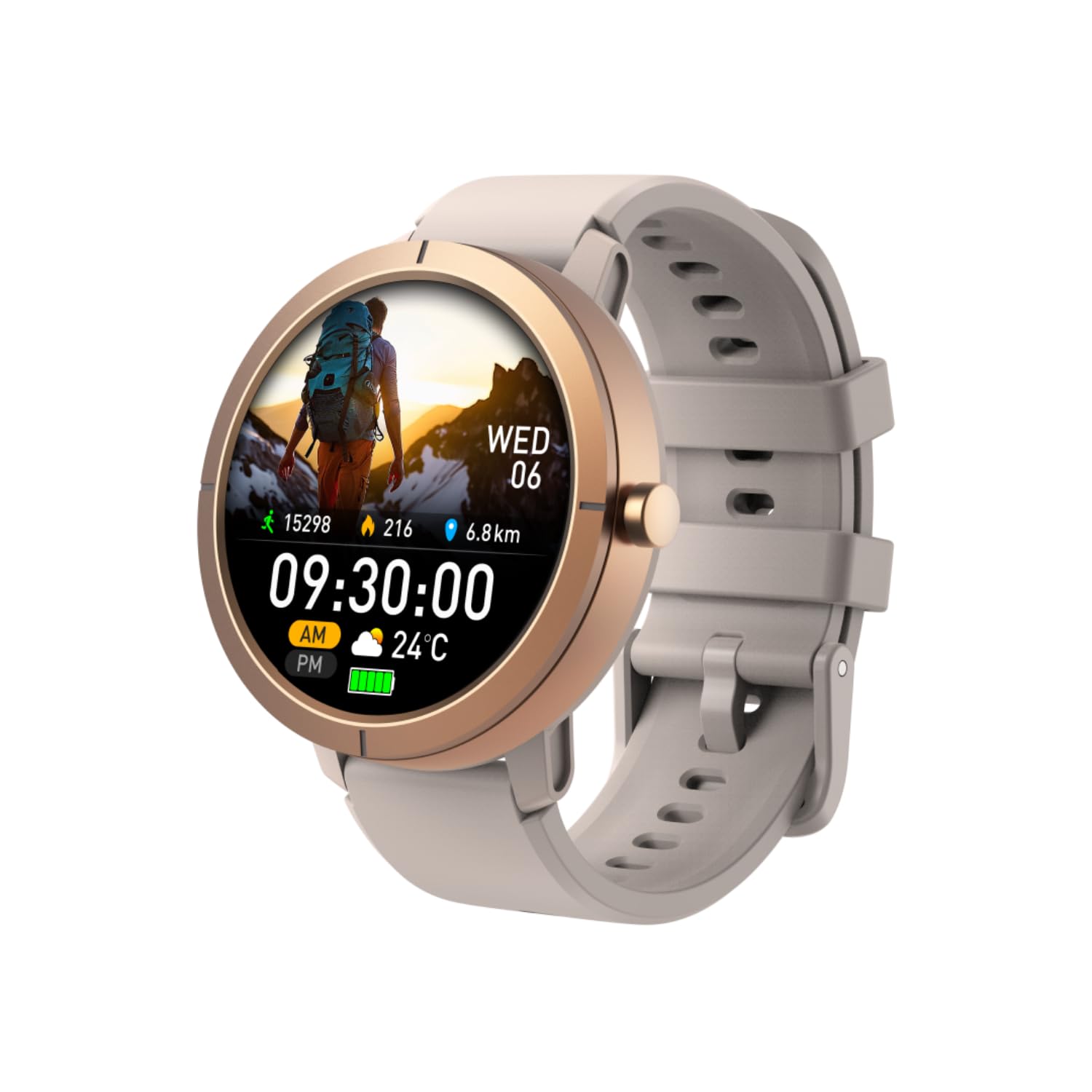 Smartwatch con GPS Integrado para Hombre y Mujer, Resistente al Agua 50M Contestar/Hacer una Llamada, 170 Modos de Entrenamiento, AMOLED de 1,32", Frecuencia Cardiaca, Sueño, SpO2 (Oro)