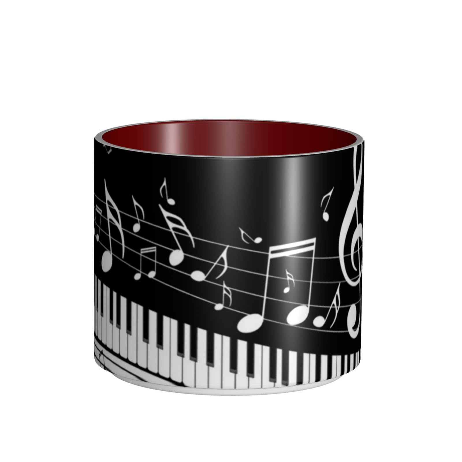 Tazza da caffè in ceramica con stampa note musicali bianche e nere