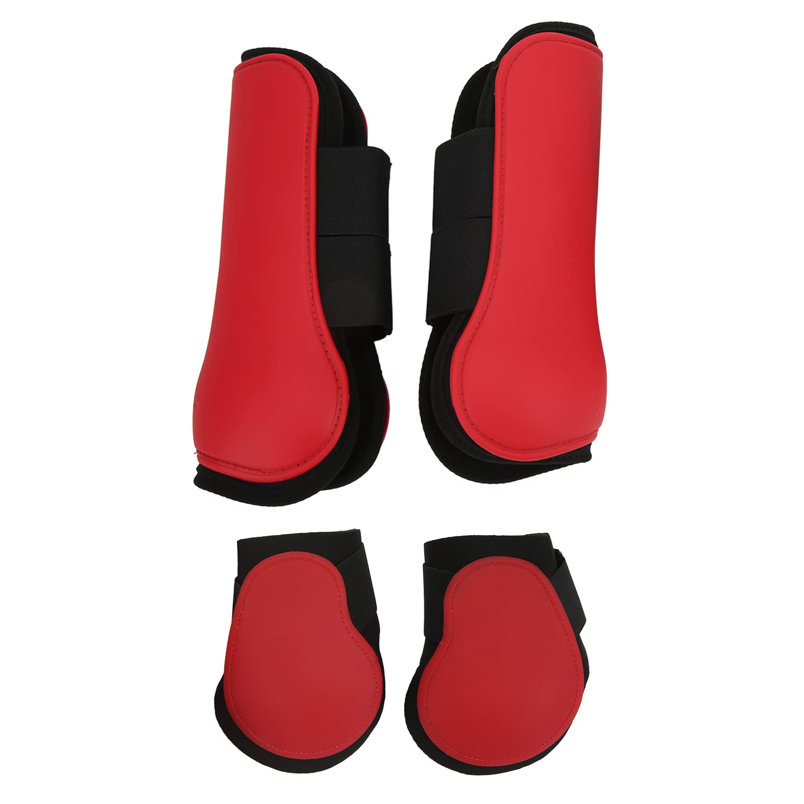 4 Stück Pferde-Sehnenstiefel-Set, PU-Schalen-Sehnenprotektoren mit weicher Polsterung und rutschfestem Design, Schutz für das Hinterbein beim Springen und bei Geländewettbewerben