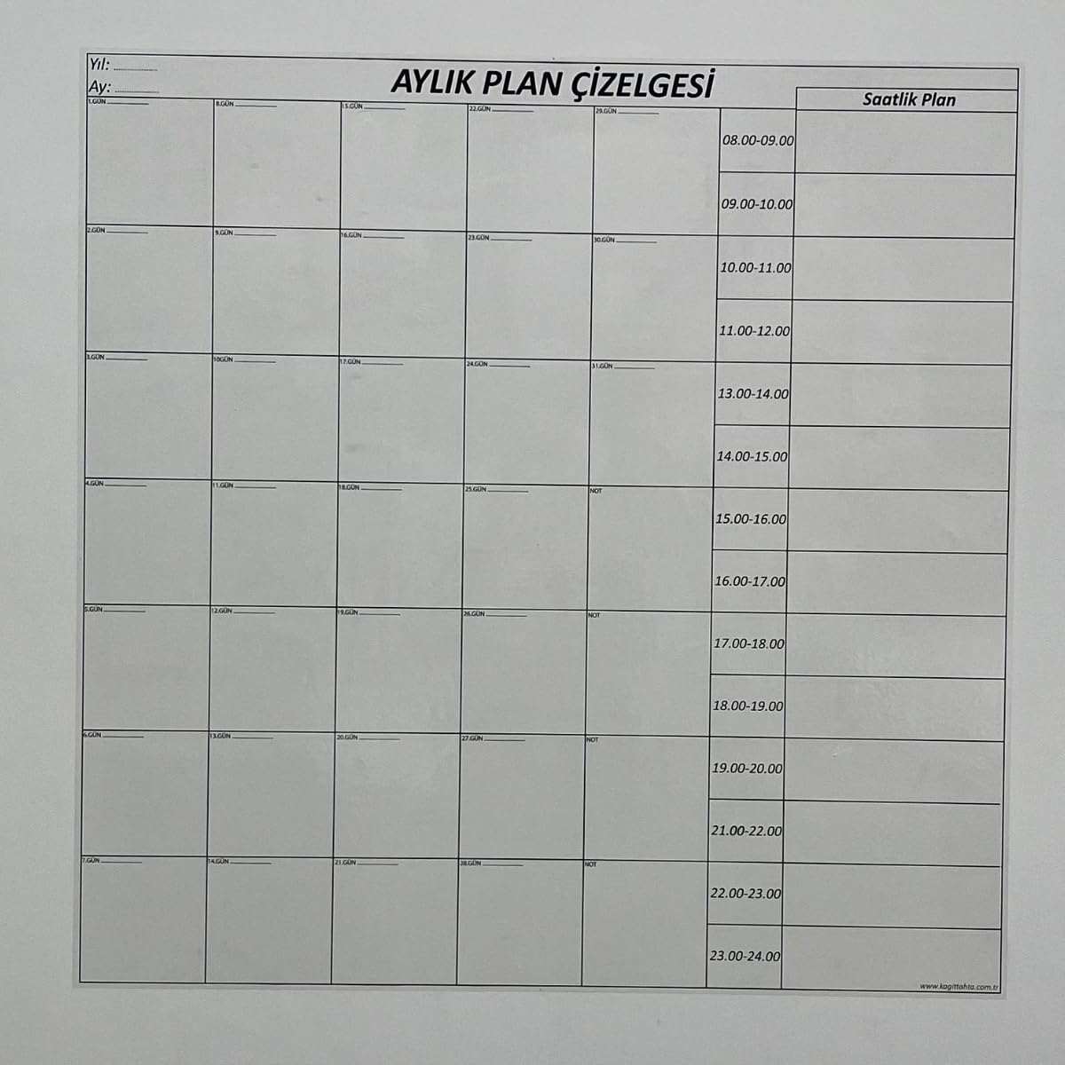 BUFFER® Aylık Planlayıcı Manyetik Duvar StickerıTakvim Plan Çizelgesi 100 * 110 cm