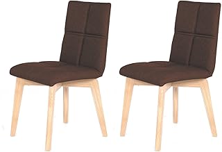 Meubletmoi Silla escandinava Tejido Robuste – pies de Madera Claro – Confortable –  – Juego de 2 – Lea