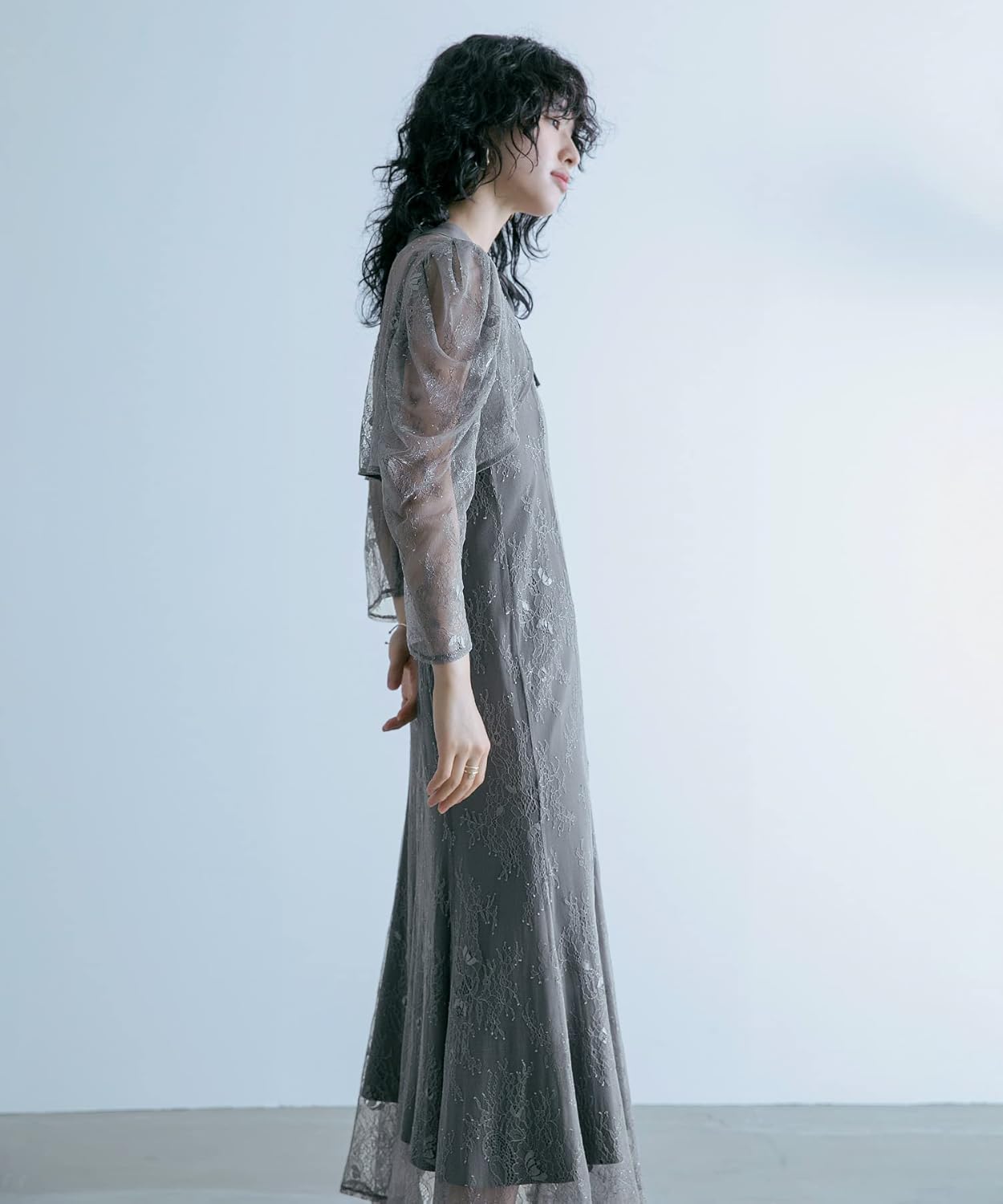 niana] トランスペアレントヘムセットアップドレス パーティードレス