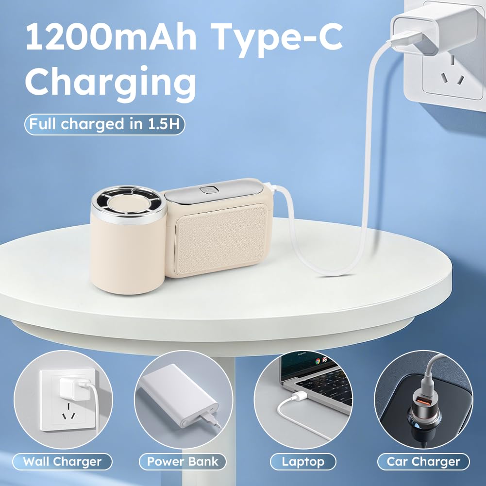 AUAUY Przenośny wentylator ręczny, USB mini wentylator z 6 poziomami prędkości, wydajny, ręczny wentylator z wyświetlaczem LED, mały, ręczny do podróży, biura, na zewnątrz, do makijażu (biały)