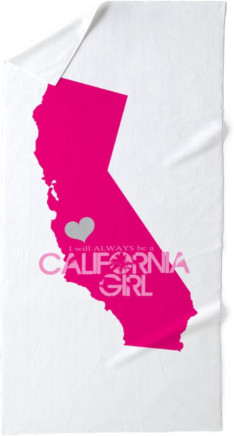 CafePress Always A California Girl 30"x60" Absorbent Cotton Back, Soft Beach, Pool Towel