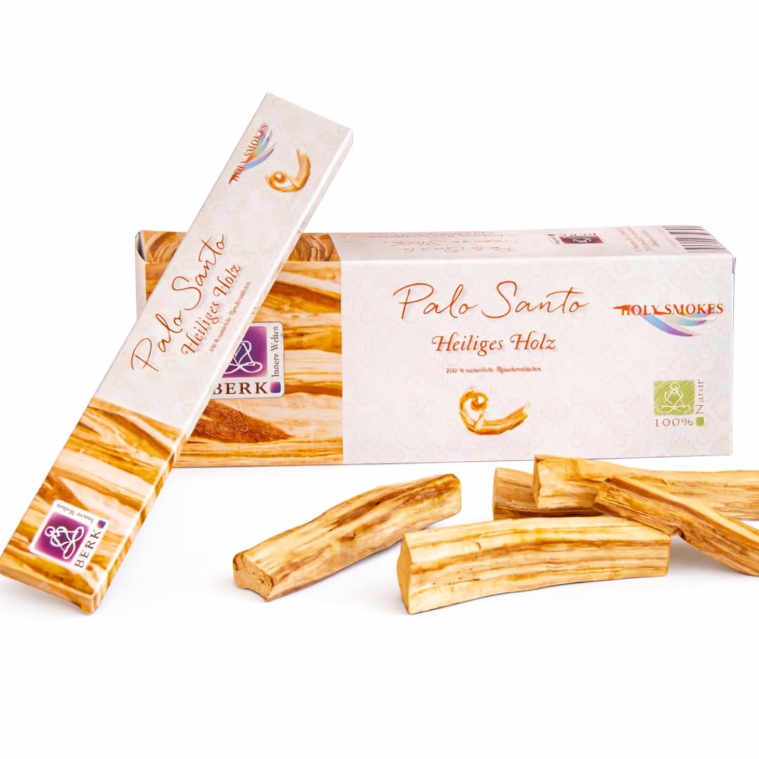Incienso de Palo Santo Holy Smokes Berk Natural Incense con varilla de bambú para fumar, meditación, yoga, ritual, ambientador, juego de 12 unidades