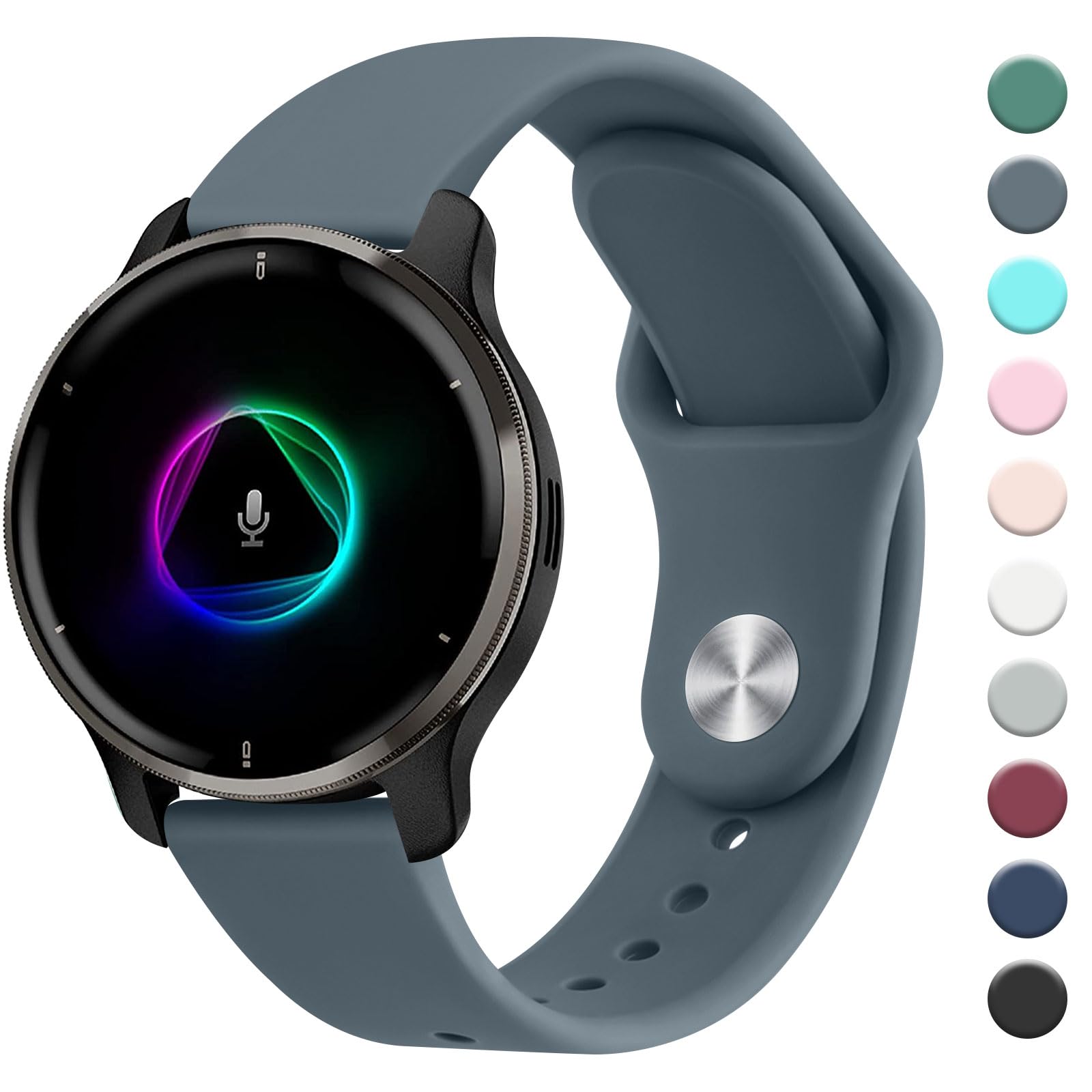 MugustBracelet for Garmin Venu/Venu 2 Plus/Venu Sq/Venu Sq 2 Music for Men and Women, 20 mm Silicone Wristbands, Classic Sport Replacement Watch Strap for Garmin Venu Sq 2 Bracelet