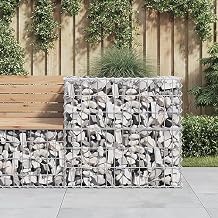 Gecheer Galvanized Iron Gabion Basket Planter 27.6 x 27.6 x 25.6 Inch Square Outdoor Decorative Garden Border with Industrial Silver Finish