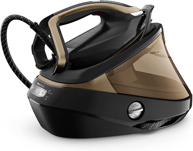 Tefal High Pressure Steam Generator Iron with Smart LED Light, 750g/min Steam Boost, 9 Bar Pressure, Horizontal and Vertical Steaming, Smart Steam Release, GV9820 Pro Express Vision Black & Gold