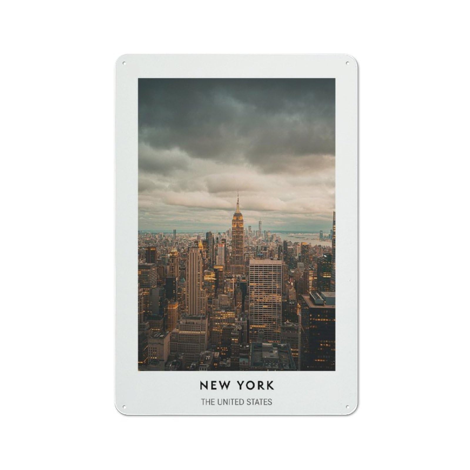 Junmoney Style-16 New York City Skyline Vintage Metal Sign 30X20cm, Shop Front Style Cafe Wall Decor For Takeaway, Bar, Kitchen Or Counter Area