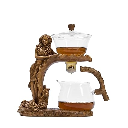 Zurucily Glass Teapot Set Tea Maker with Infuser Semi Automatic Kungfu Tea Set