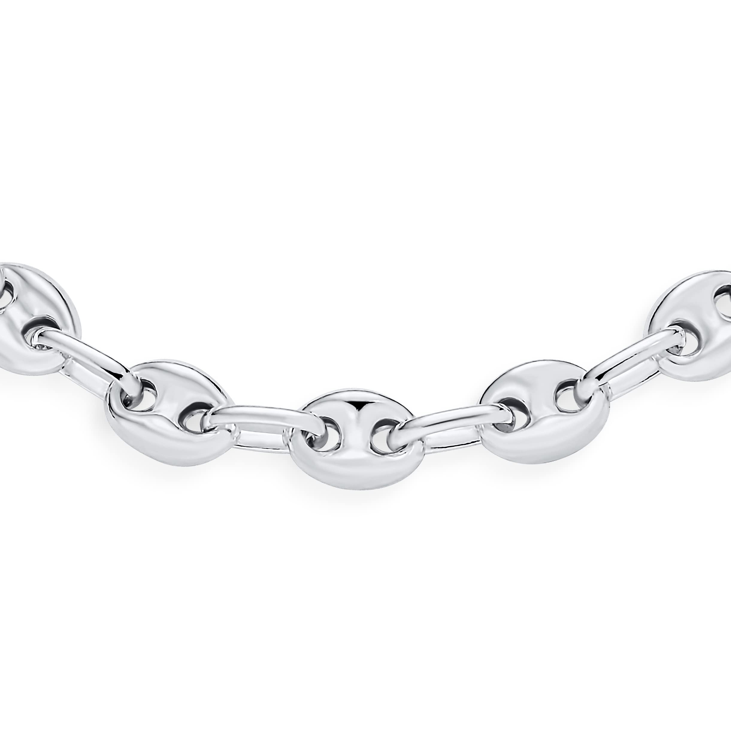Bling Jewelry Unisex .925 Sterling Silber Nautische Anker Link Puff Mariner Kettenarmband Für Frauen Männer 9 6Mm Breit 7 8 Zoll