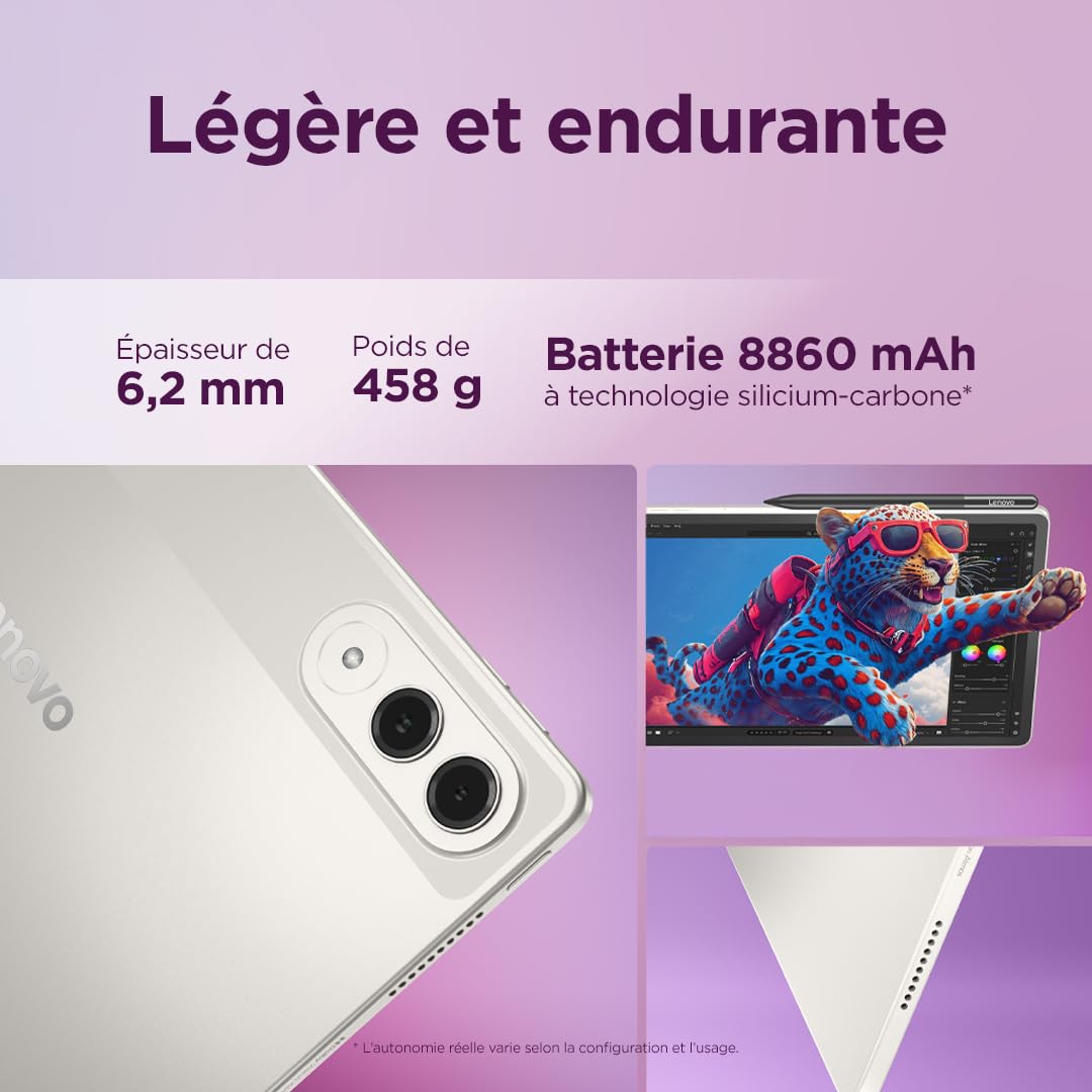 Lenovo Yoga Tab - Tablette Tactile 11.1'' 3.2K, 144Hz (Qualcomm Snapdragon 8 Gen 3 Mobile Platform, 6Coeurs, RAM 12Go, UFS 4.0 256Go, Android 15, Wifi7 + Bluetooth) Lenovo Tab Pen Pro - Seashell