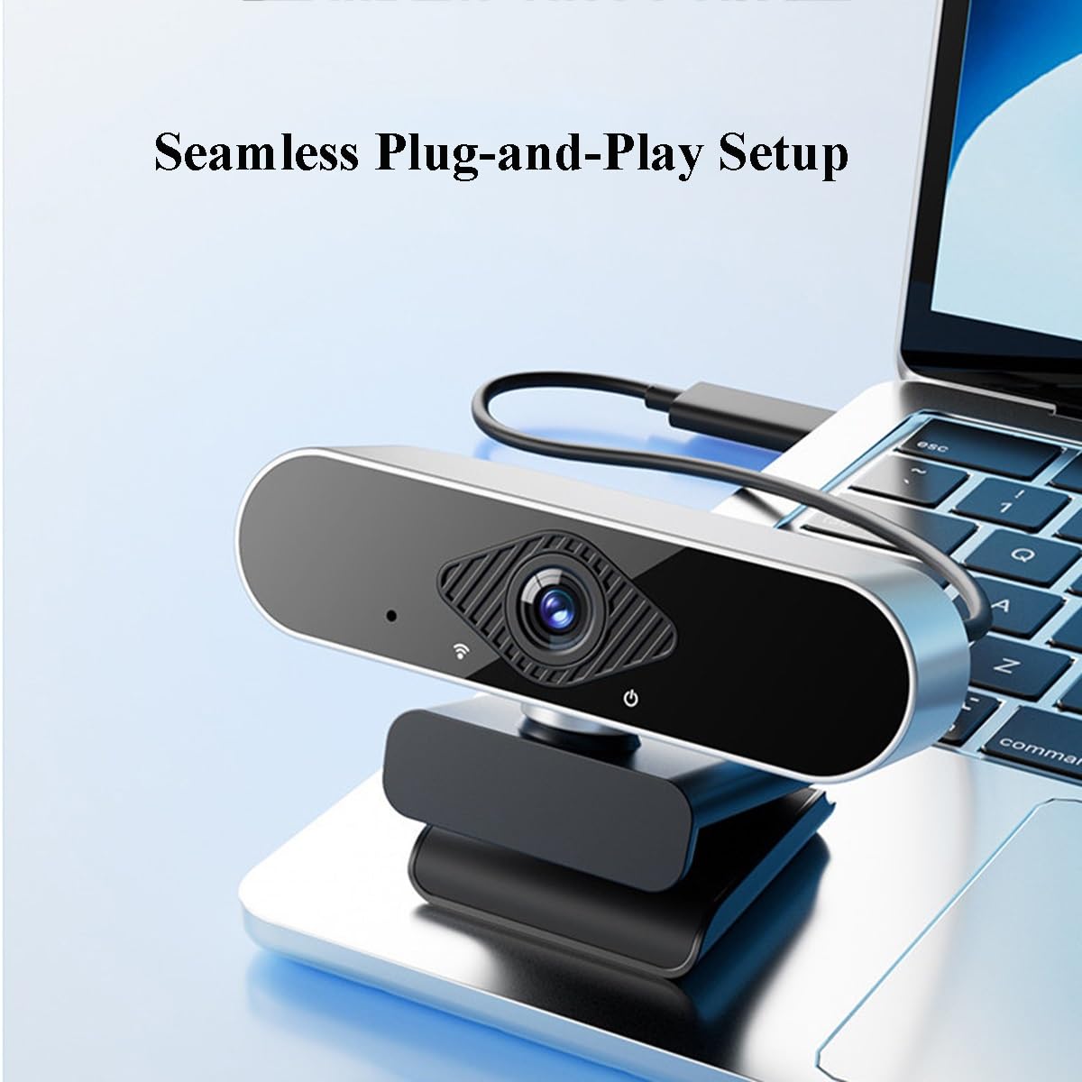 GIZNXBA Webcam PC, Lente Gran Angular De 125°, Enfoque Automático, Micrófono con Cancelación De Ruido, Webcam USB para Ordenador Plug & Play para Streaming, Videollamadas(4K)