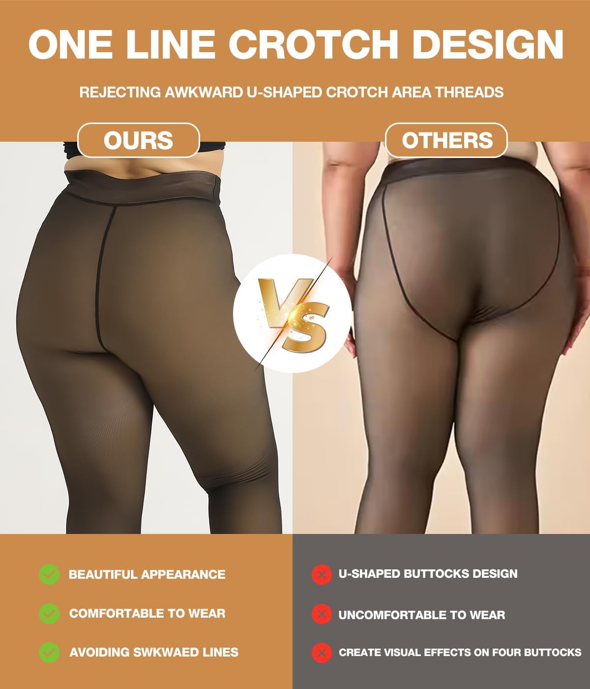 Fleece Lined Tights Women, Winter Warm Pantyhose leggings Women,Fake Translucent Thermal Skin Colored - Image 5