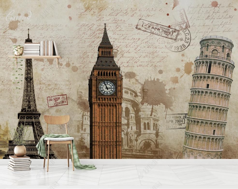 Papier peint photo nostalgique monument pour masquer un mur blanc