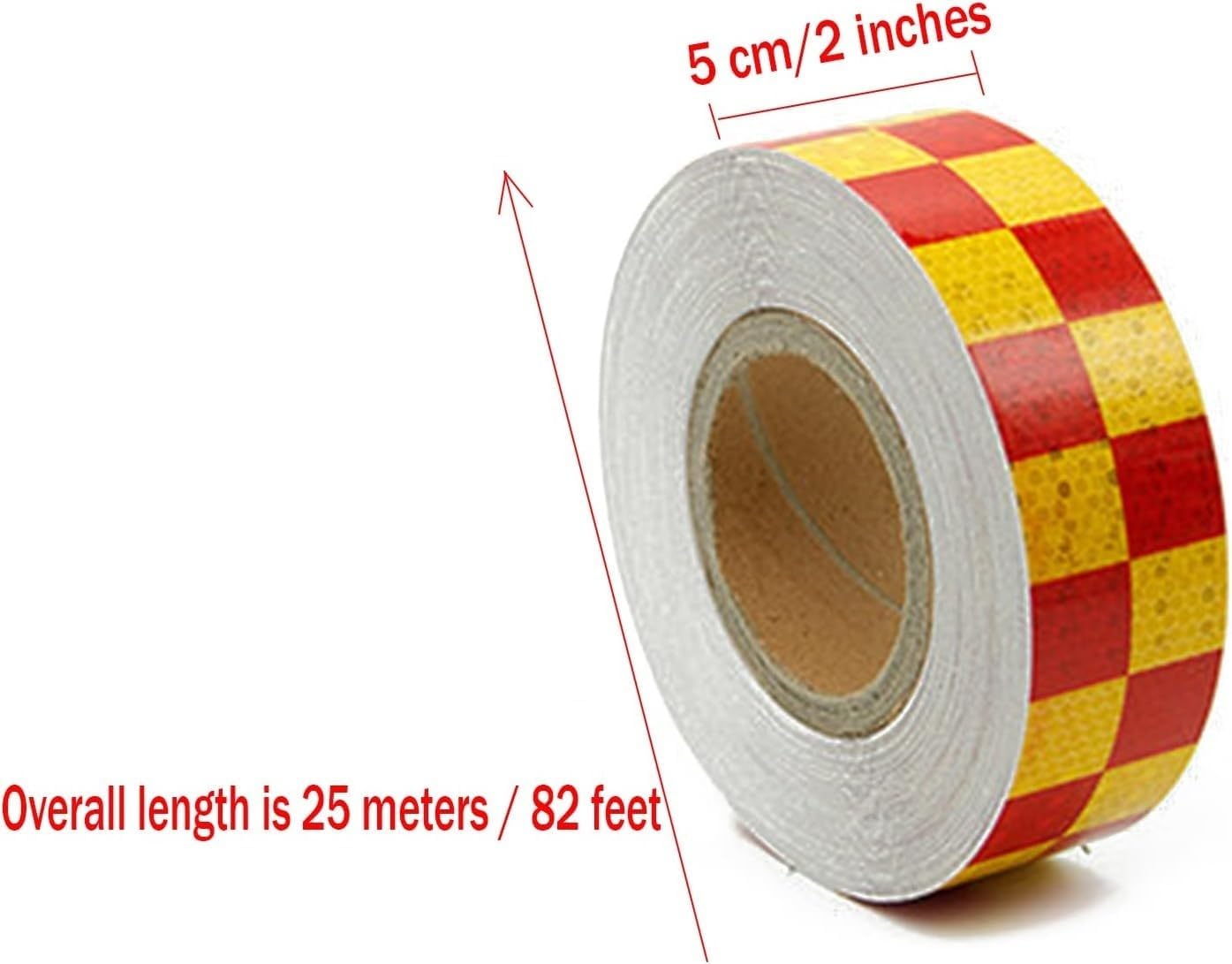 Reflective Tape, Reflective Warning Tape Self Adhesive Marking Sticker for Bicycle Motorcycle Decoration 5 CM*25 Meters(Yellow+red)