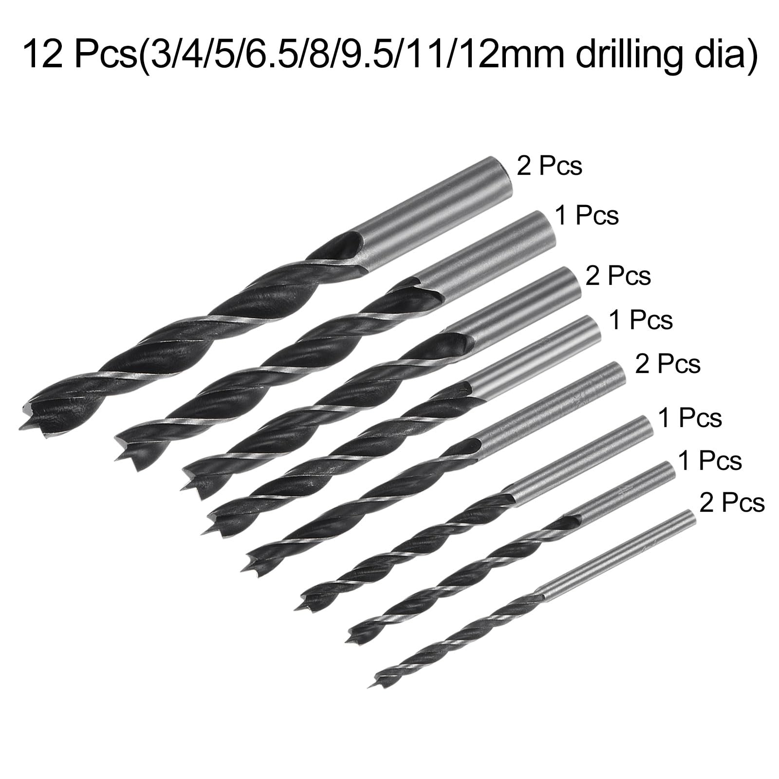 Dia Straight Round Shank Metric Brad Point Spiral Twist Drill Bits For - View #10