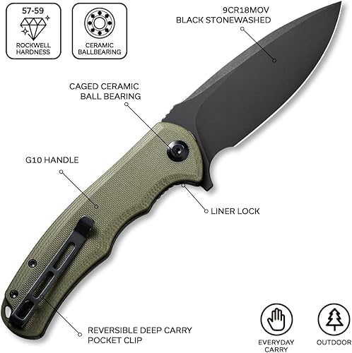 Miniatura 3 de CIVIVI Praxis Clip de bolsillo de titanio, gran juego de cuchillos EDC