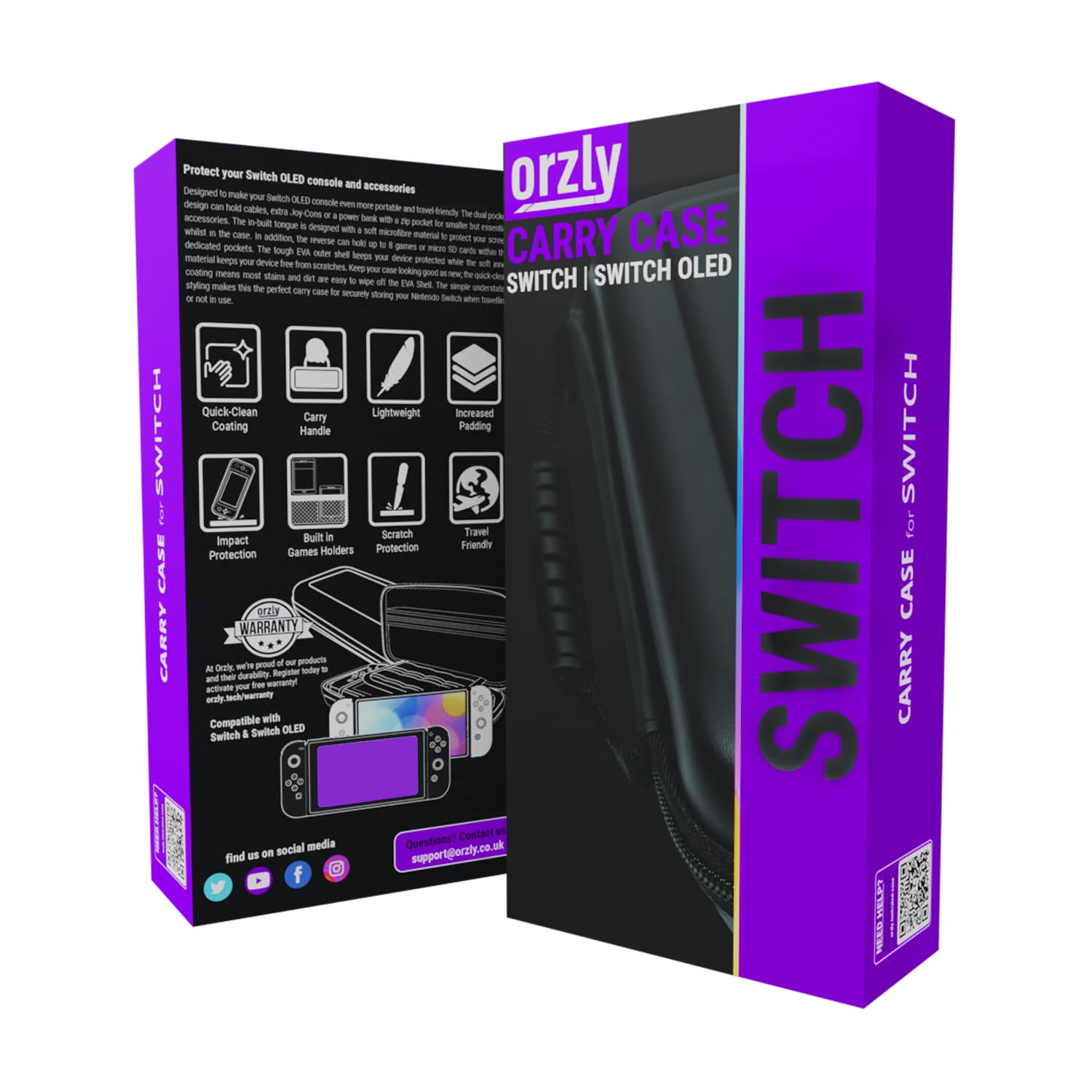 Orzly Custodia da Viaggio Nintendo Switch - Guscio Protettivo Portatile per Console e Accessori del Nintendo Switch - Porpora