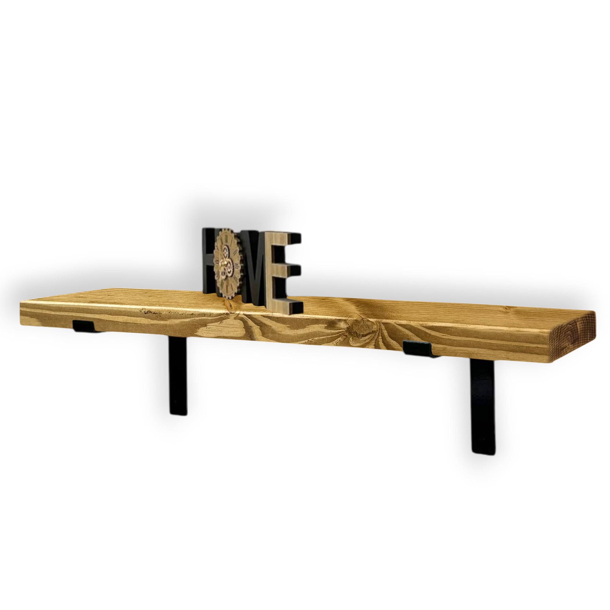 MKGT Rustic Shelf | Handcrafted Industrial Scaffold Wooden Shelves, Ideal for Kitchen, Room Wall Mounted (Dark Oak, 80cm (0.8m) ~ 31.5)