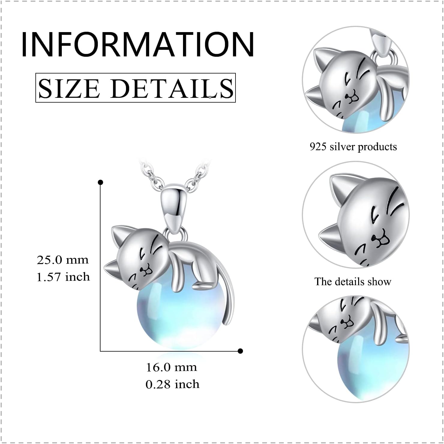 LONAGO Cat Necklace with Birthstone 925 Sterling Silver Cat Pendant Necklace Gift for Women - Image 6