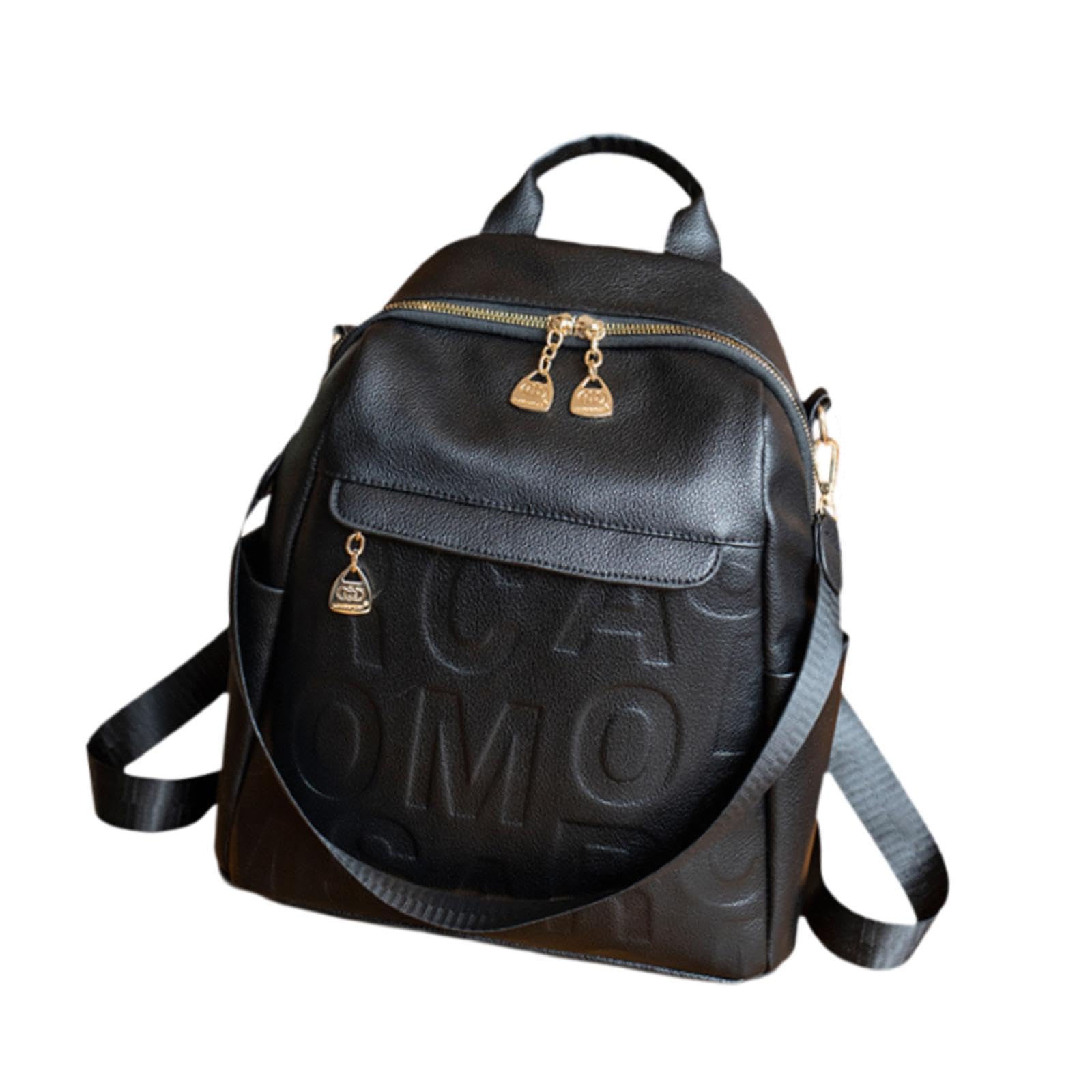 Women Backpack Trendy Practical Travel Daypack for Climbing Outdoor Shopping Black-image-43