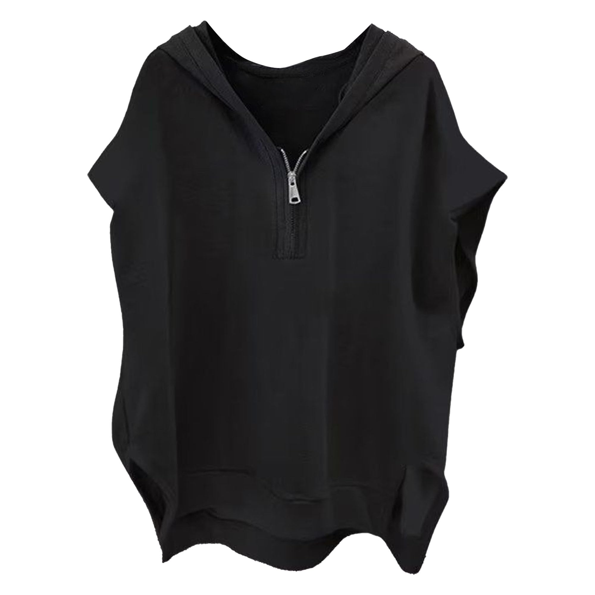 Herren-Tanktop mit 1/4-Reißverschluss und Kapuze, einfache, lockere, klassische Weste für Herren, mit Reißverschluss und Kapuze, ärmelloses Oberteil