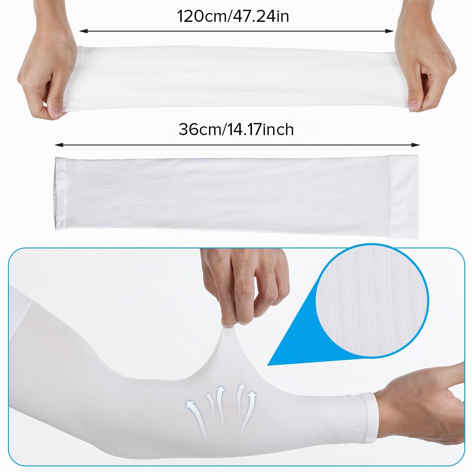 Tyqour 4 pares de mangas UV para hombres y mujeres, mangas de brazo de compresión de enfriamiento para conducir, golf, pesca, ciclismo, senderismo, hacer, blanco, Small