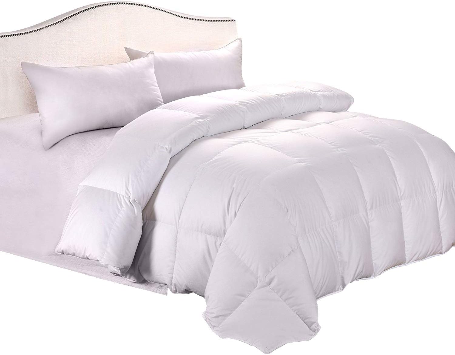 Cozy Feather Real Goose Down Comforter Duvet - Single - Hypoallergenic - 100 Percent Cotton 400 Thread Count - 750 Fill Power - Solid White (74" x 90")