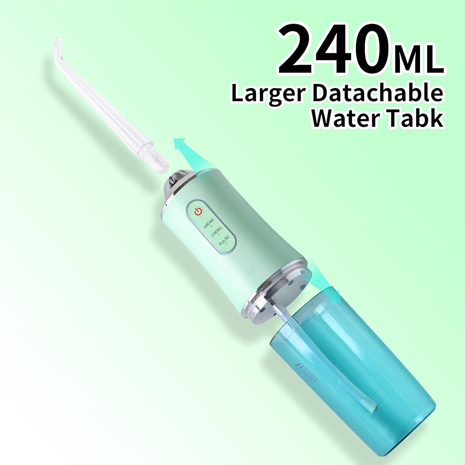 Water Flosser for Teeth,Professional Cordless Water Flossers,Electric Dental Oral Irrigator with DIY Mode 4 Jet Tips,IPX7 Waterproof,Portable and Rechargeable for Home & Travel，Green