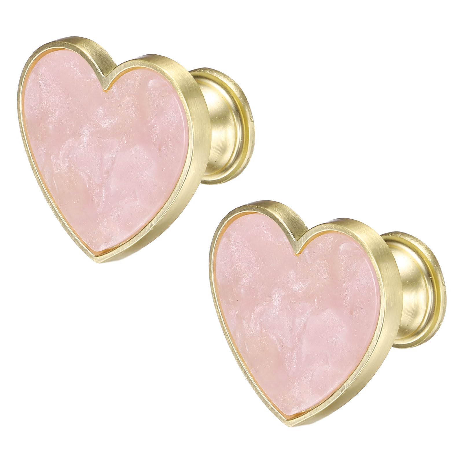 sourcing map 2Pcs Drawer Knobs, Zinc Alloy Decorative Heart-Shaped Pull Handles with Screws for Furniture Dresser Wardrobe Cupboard, Pink