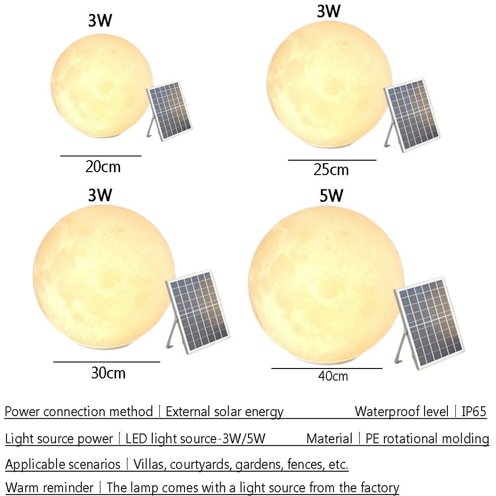 Luz De Globo Solar Luz De Bola Brillante Solar Al Aire Libre con Control Remoto, Luz De Orbe Solar Impermeable IP65, Iluminación De Paisaje Lámpara De Luna para Decoración De Camino