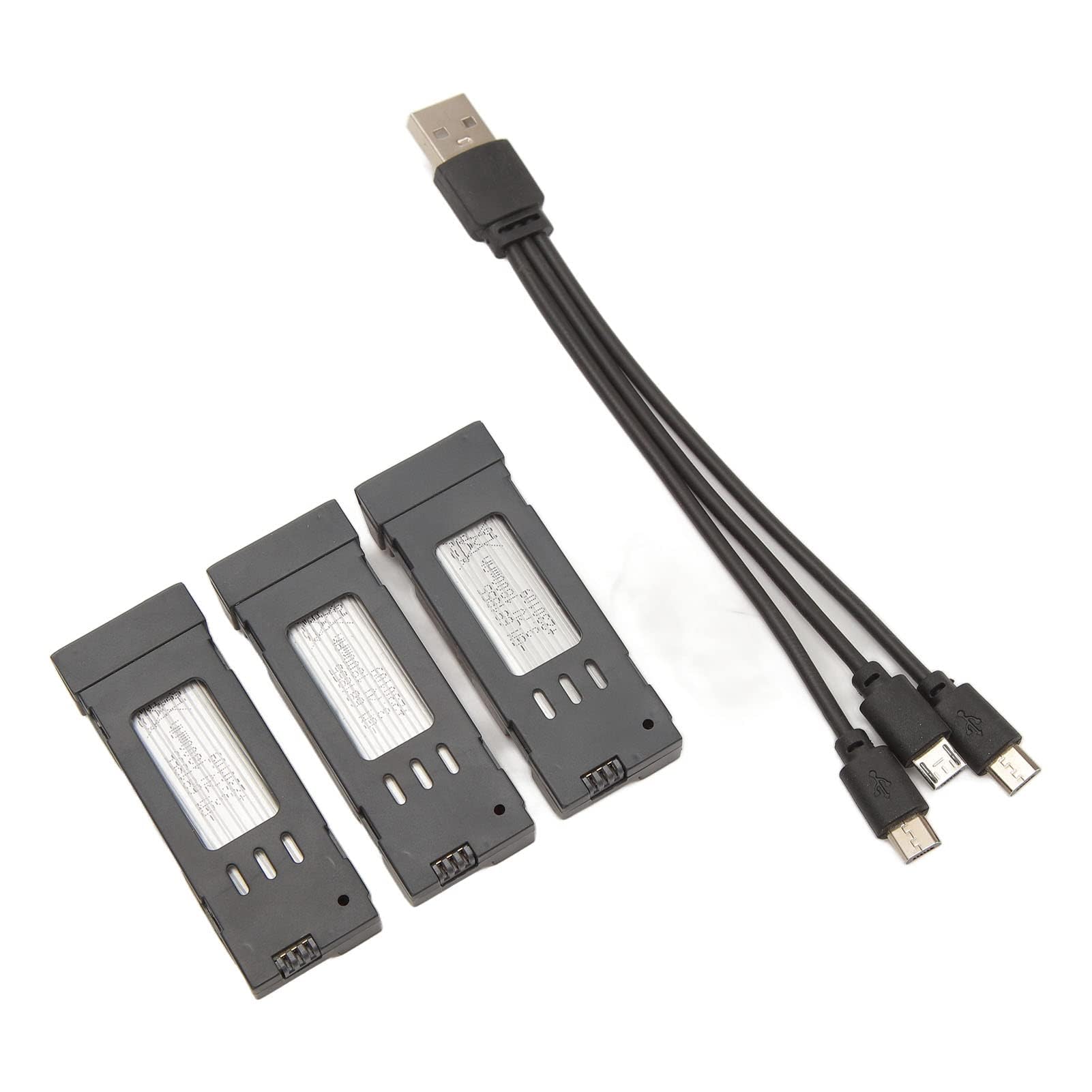 Batterie au Lithium pour Drone RC pour E58 L800 JY019 S168 et Autres Avions Télécommandés avec Câble de 3 en 1, Accessoires de Remplacement pour Quadricoptère Longue Durée