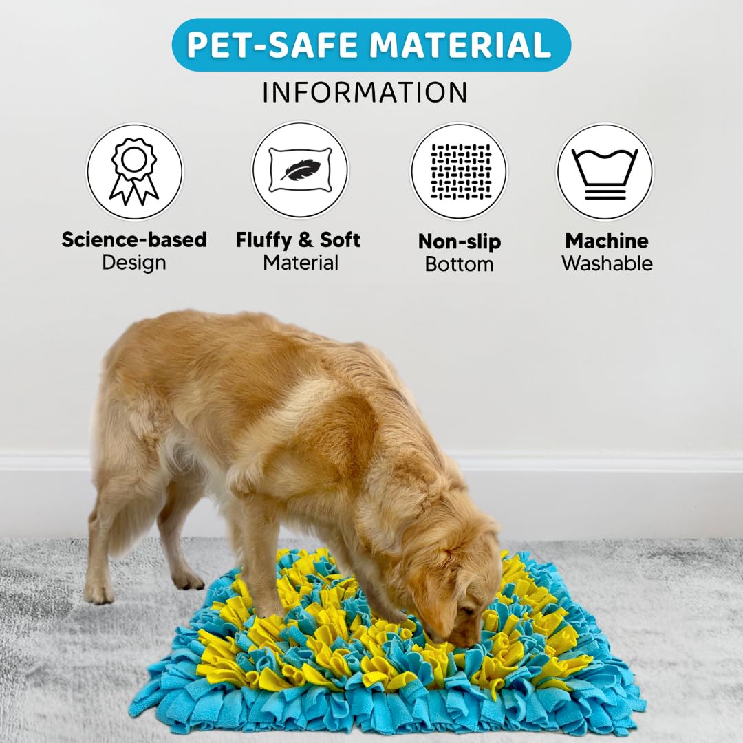 Large Snuffle Mat for Dogs, Enrichment Feeding Mat for Slow Eating, Smell Training, and Stress Relief, Natural Foraging Sniff Mat to Keep Dog Busy, Puppies/Small/Medium/Large Breeds, 24 x 20 Inch